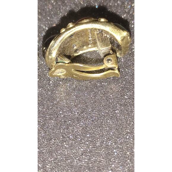 Heidi Daus Multicolor Cabochon Statement Clip-On Earrings Gold Tone - Picture 4 of 5